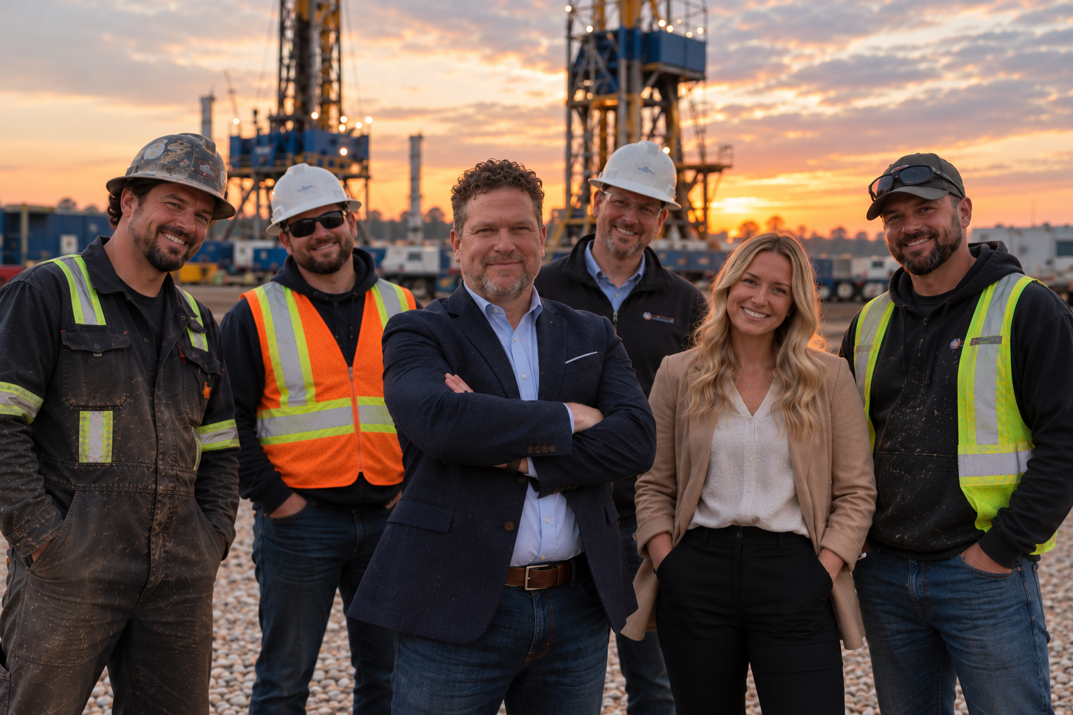EnerSold team at an oilfield drilling operation